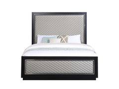 Nicola - Queen Bed - Silver PU & Black Finish