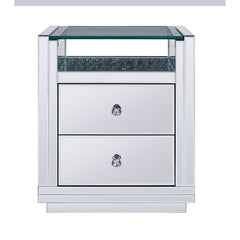 Nysa - 20" X 14" Accent Table - Mirrored & Faux Crystals