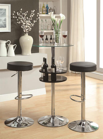 Gianella - Round Glass Top Bistro Bar Table - Chrome