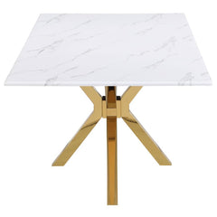 Venera - Rectangular Faux Marble Dining Table - White