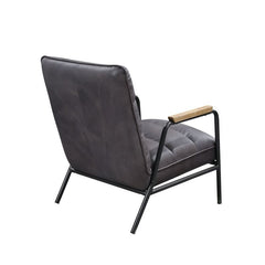 Nignu - Accent Chair - Gray Top Grain Leather & Matt Iron Finish