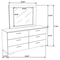 Felicity - 6-Drawer Wood Dresser With Mirror - White High Gloss