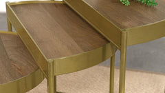 Tristen - 3 Piece Demilune Nesting Table - Brown And Gold