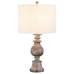 Brie - Drum Shade Urn Table Lamp - Antique Gold