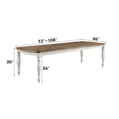 Florian - Dining Table With 2 Leaves - Oak & Antique White