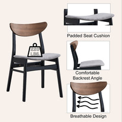 Rebi - Side Chair (Set of 2) - Gray Linen, Walnut & Black Finish