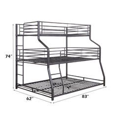 Caius II - Triple Bunk Bed - Twin Over Full Over Queen - Gunmetal