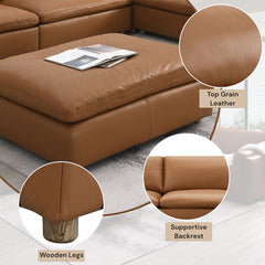 Brighton - Ottoman - Brown Top Grain Leather