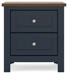 Landocken - Brown / Blue - Two Drawer Night Stand