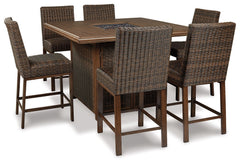 Paradise Trail - Square Bar Table w/Fire Pit - Medium Brown