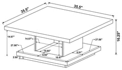 Reston - Pedestal Square Coffee Table - Cappuccino