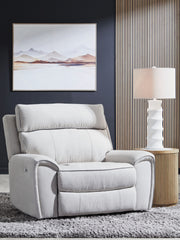 Social Pointe - Power Recliner / Adjustable Headrest - Pearl / Ash