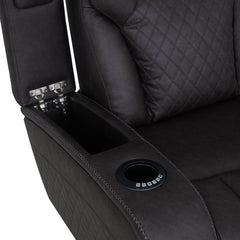 Wendell - Power Motion Sofa With Dropdown Table, Storage, USB & LED - Dark Gray