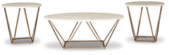 Tarica - Occasional Table Set (Set of 3) - White / Metallic