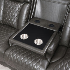 Taddeo - Power Motion Sofa With Power Headrest, USB, Wireless Charger, LED & Reading Light - Dark Gray