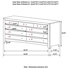 Phoenix - 9-Drawer Dresser - Cappuccino