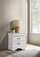 Louis Philippe - 2 Drawers Nightstand Bedside Table - White