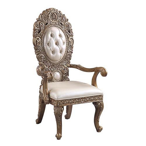 Constantine - Arm Chair (Set of 2) - Synthetic Leather , Brown & Gold