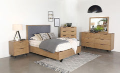 Taylor - 7-Drawer Rectangular Dresser With Mirror Light - Honey Brown