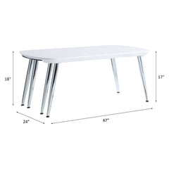 Acme - Coffee Table - White & Chrome Finish