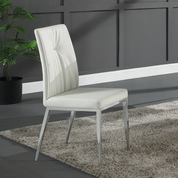 Kamaile - Side Chair (Set of 2) - Beige Synthetic Leather & Chrome