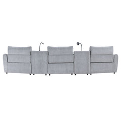 Fullar - LAF Modular Power Motion Recliner - Light Gary Chenille