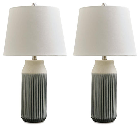 Afener - Ceramic Table Lamp (Set of 2) - Blue / Beige