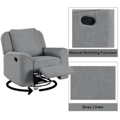 Destiny - Glider Recliner With Swivel - Gray Linen