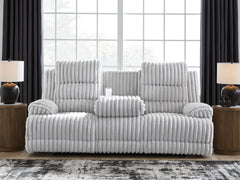 Rhines Falls - Reclining Power Sofa With Drop Down Table - Alloy