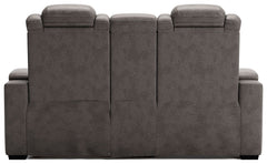 HyllMont - Gray - PWR REC Loveseat/Con/Adj HDRST