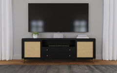 Arini - Rattan Cane 2-Door TV Stand Media Console - Black