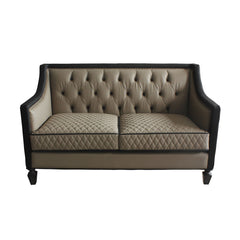 House - Beatrice Loveseat - Tan PU, Black PU & Charcoal Finish