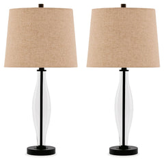 Travisburg - Clear / Black - Glass Table Lamp (Set of 2)