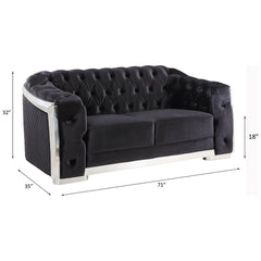 Pyroden - Loveseat - Black Velvet & Chrome Finish