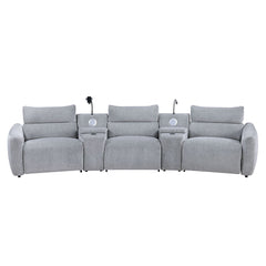 Fullar - RAF Modular Power Motion Recliner - Light Gary Chenille