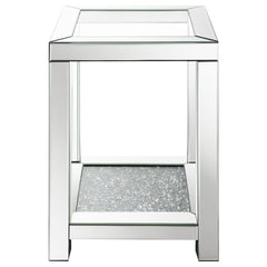 Valentina - 1-Shelf Square Glass Top Side End Table - Silver