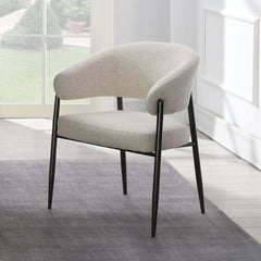 Jirina - Chenille Arm Chair With Metal Legs (Set of 2) - Beige & Black