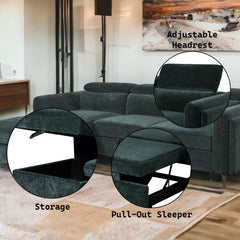 Zadok - Sectional Sofa With Sleeper & Storage - Green