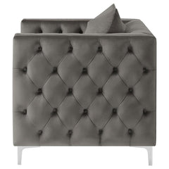 Phoebe - Upholstered Tuxedo Arm Tufted Chair - Urban Bronze