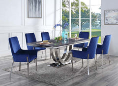 Cambrie - Side Chair (Set of 2) - Blue Velvet & Mirrored Silver Finish