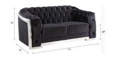 Pyroden - Loveseat - Black Velvet & Chrome Finish