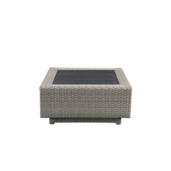 Salena - Patio Table - Beige Fabric & Gray Wicker