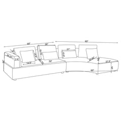 Toscano - 1Upholstered Sectional Sofa - Gray