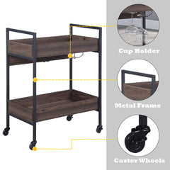 Jerrick - Serving Cart - Walnut & Black