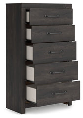 Hollivern - Dark Gray - Five Drawer Chest