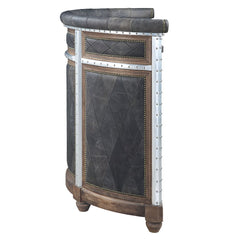 Rahma - Bar Table - Antique Ebony Top Grain Leather & Aluminum