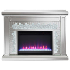 Gilmore - Mirrored Freestanding Electric Fireplace - Silver