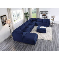 Crosby - Modular Armless Chair - Blue Fabric
