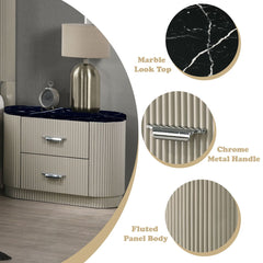 Travonte - Nightstand - Gray / Beige