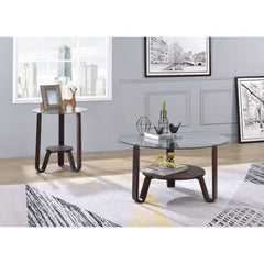 Darby - End Table - Clear Glass & Dark Walnut